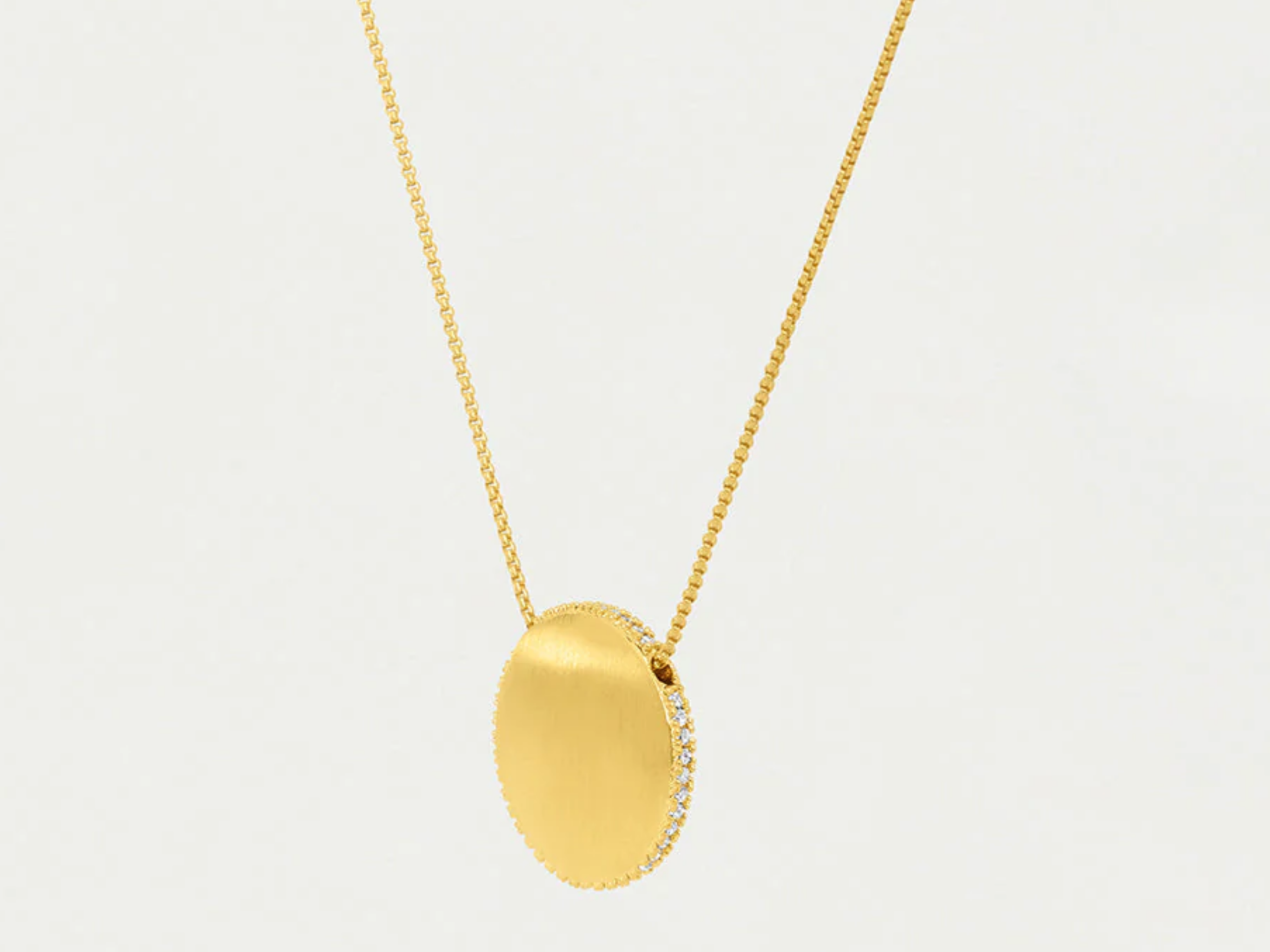 Yellow Gold & White Topaz Pendant Necklace