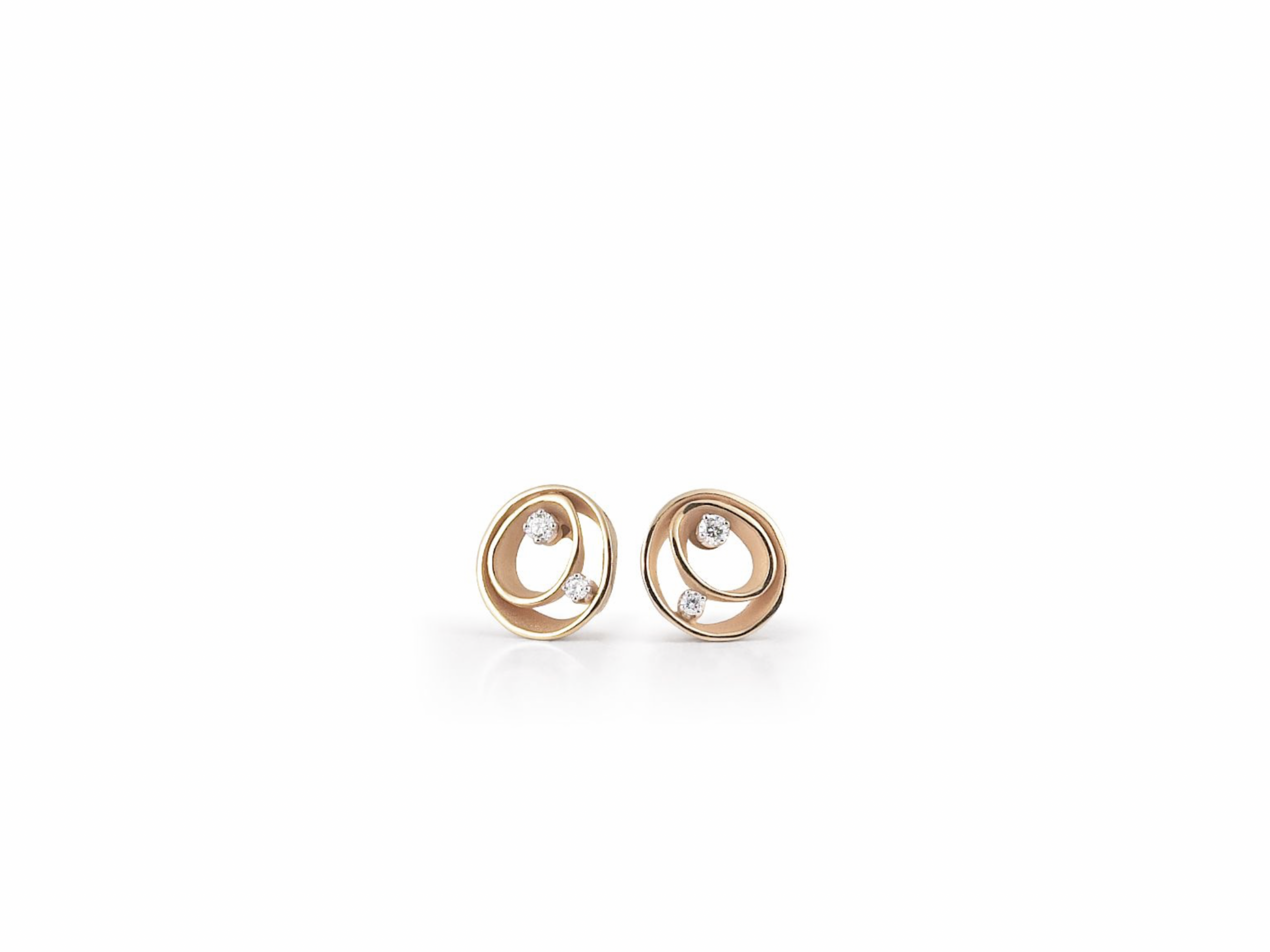 18K Apricot Gold Diamond Earrings