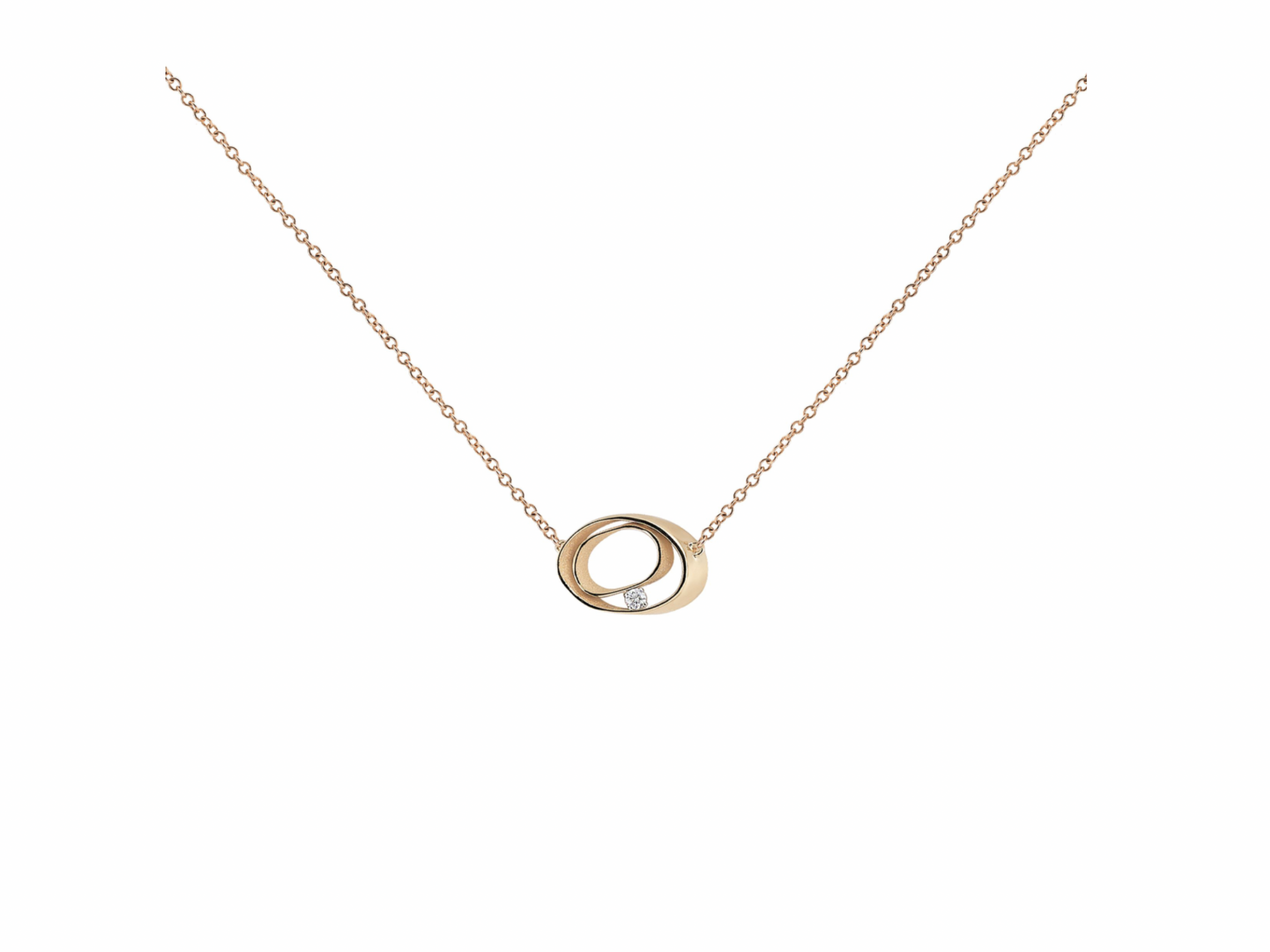 18K Apricot Gold Diamond Pendant Necklace