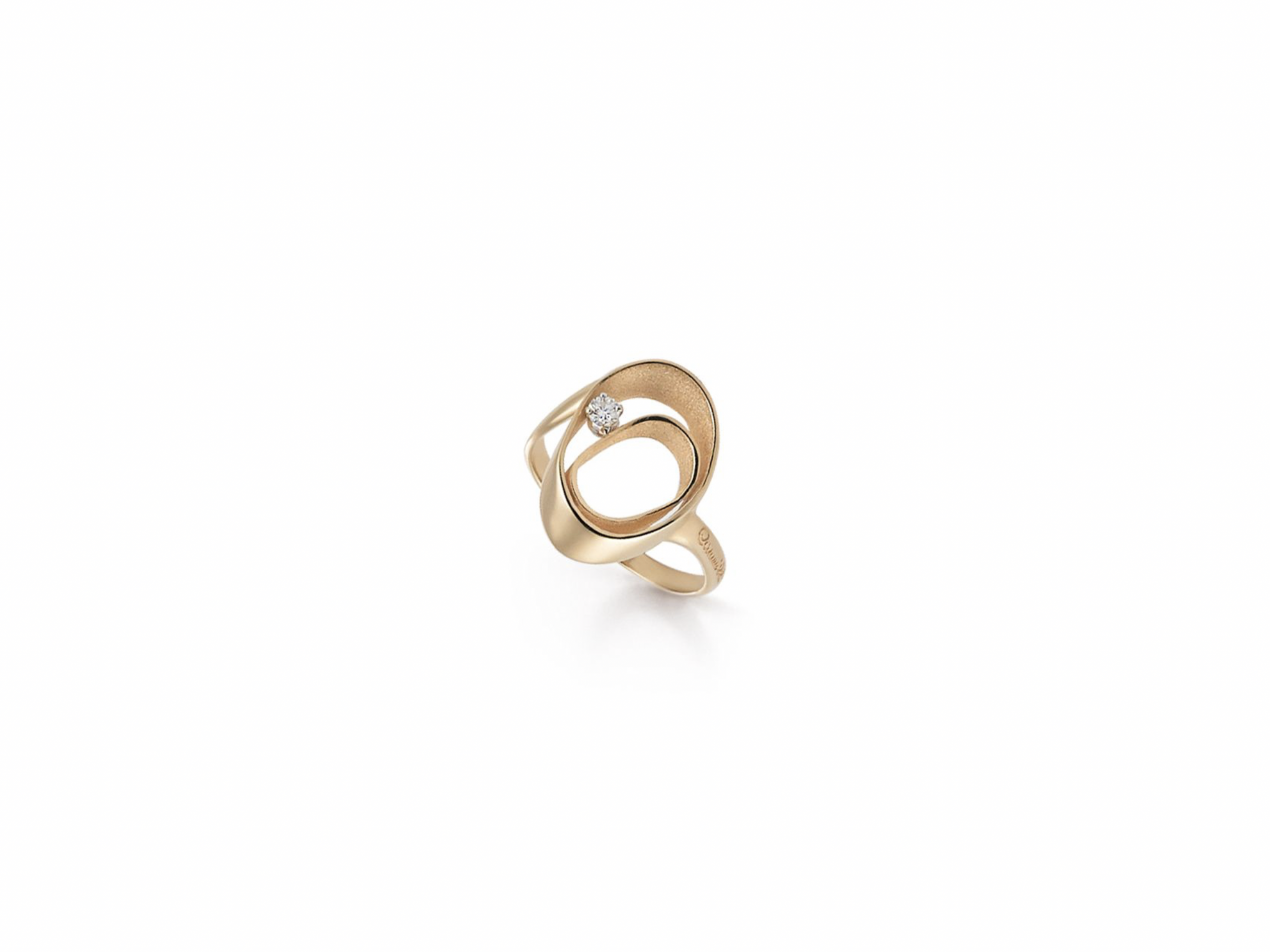 18K Apricot Gold Diamond Ring